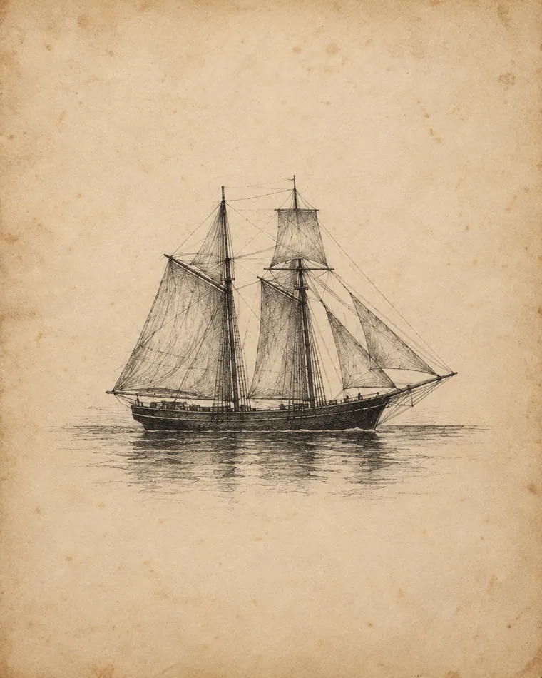 Navio à vela representando Mary Celeste