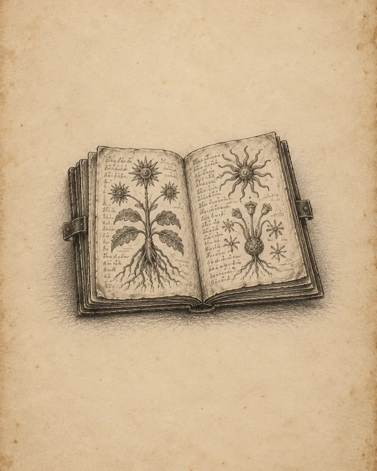 Códice botânico inspirado no Manuscrito Voynich