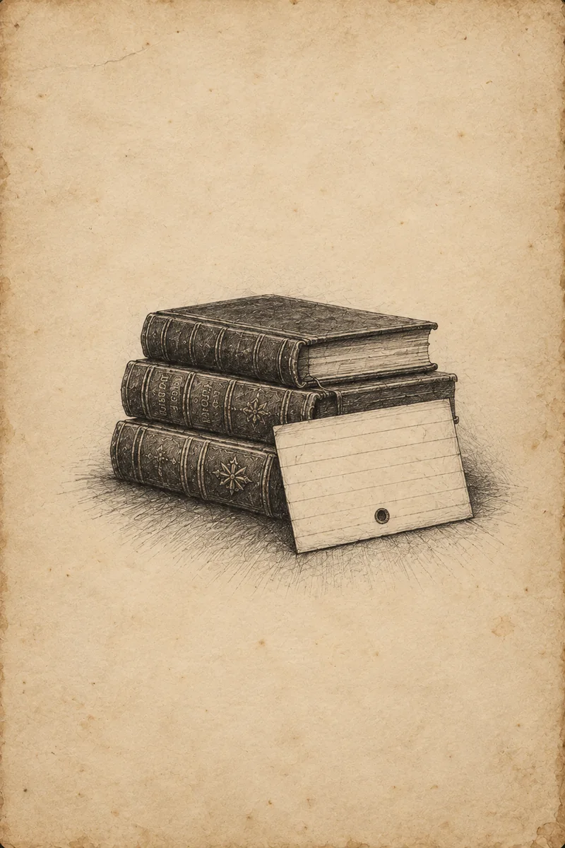 Livros e fichas de arquivo em estilo antigo